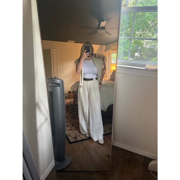 CLUB MONACO Women's Beige Linen Blend Relaxed Wide Leg Trouser Pants Size 4 - Picture 12 of 13